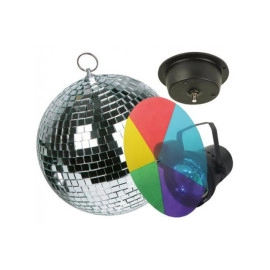 Set disco kugla+motor+reflektor+filter u boji