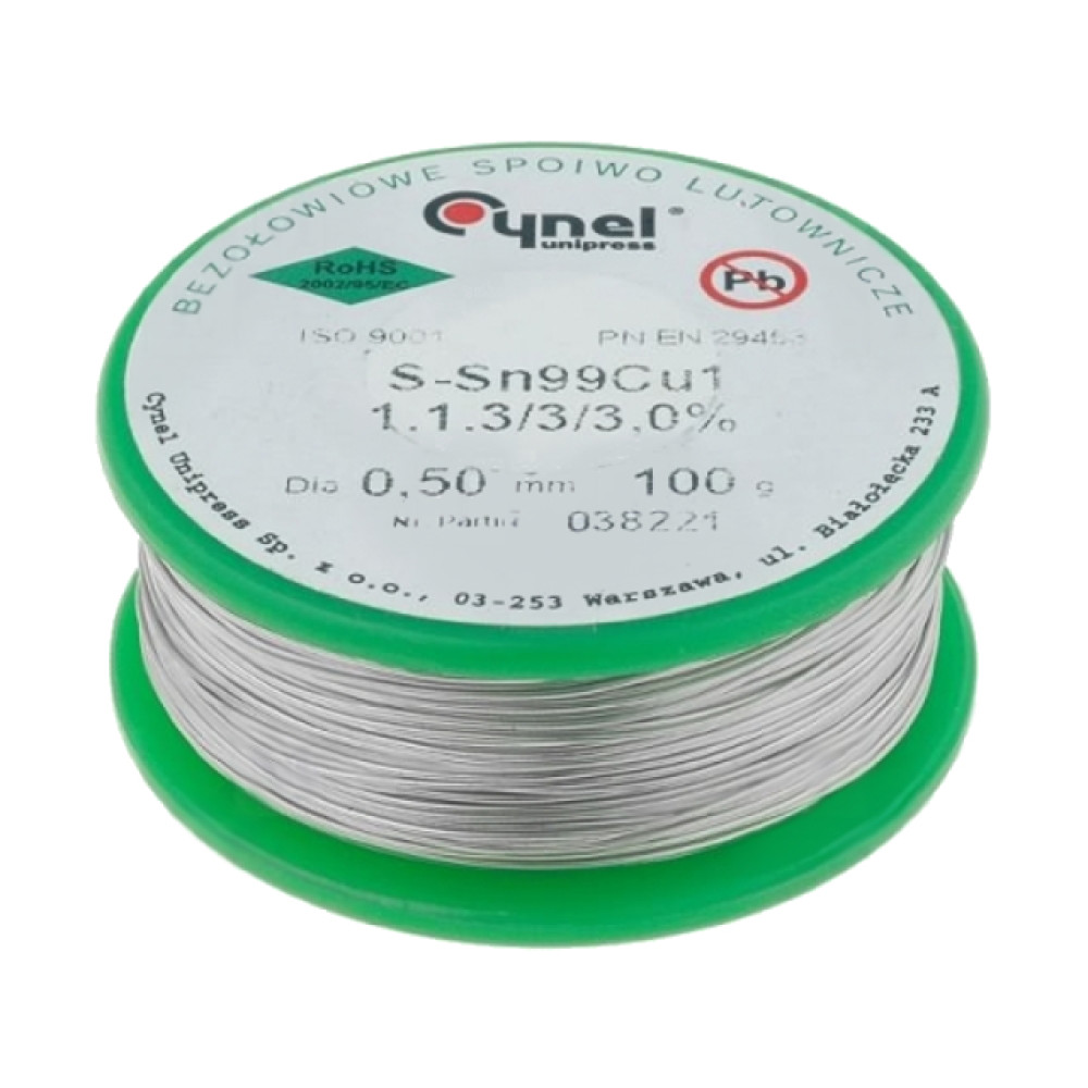 Tinol 0,5mm 100g Sn99 Cu1 bezolovni, Cynel Tinol 0,5mm 100g Sn99 Cu1 bezolovni, Cynel