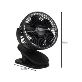 Ventilator ACCU 1200mAh na štipaljku crni Ruhhy