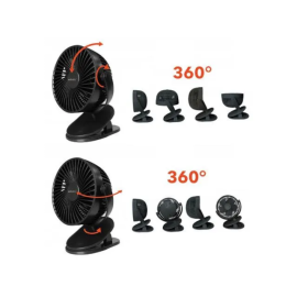 Ventilator ACCU 1200mAh na štipaljku crni Ruhhy
