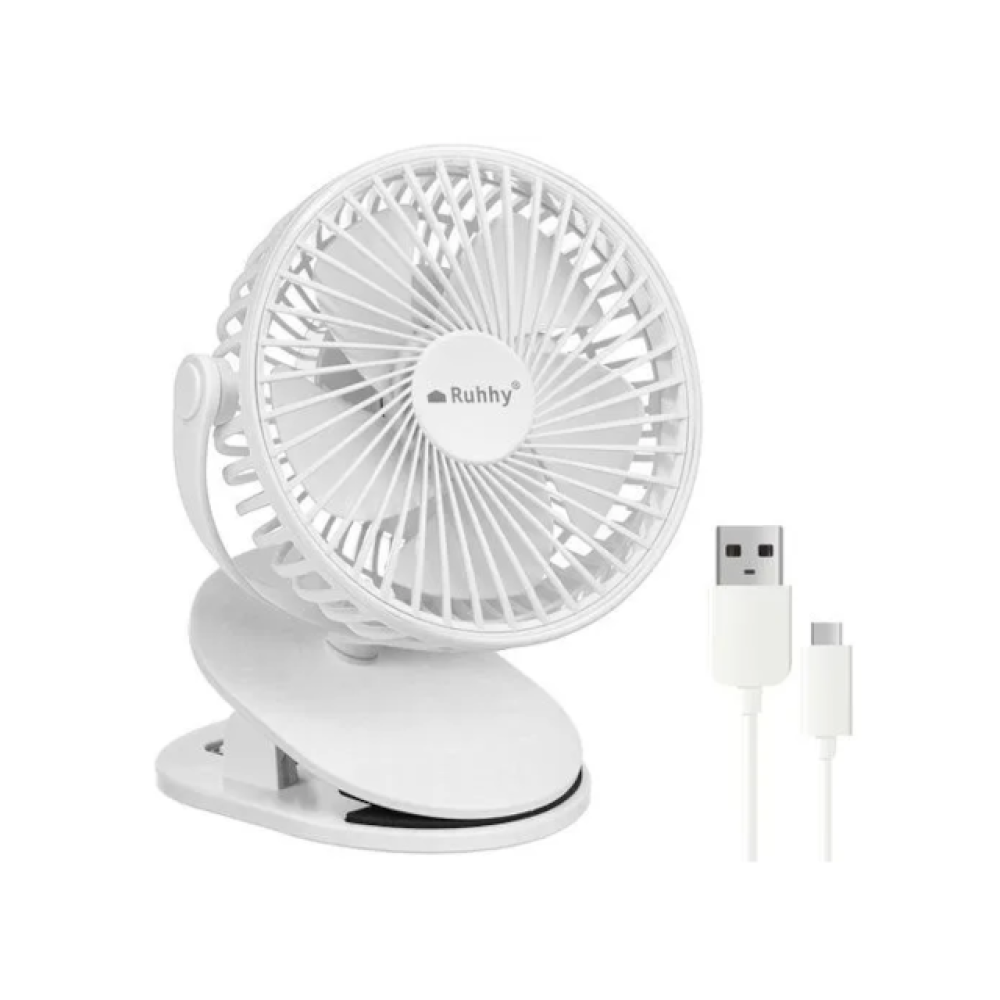 Ventilator ACCU 1200mAh na štipaljku bijeli Ruhhy