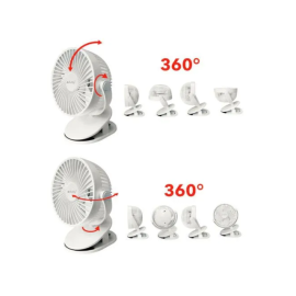 Ventilator ACCU 1200mAh na štipaljku bijeli Ruhhy