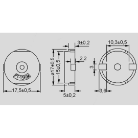 Piezo bez oscilatora 17mm 80dB 5V 4kHz