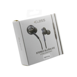 Slušalice za iPhone 7/8 lightning +Class; 1,2m crn