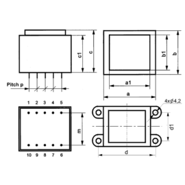 Trafo EI 0,6VA 230V/2x12V 2x0,025A EI 30/5 izol.
