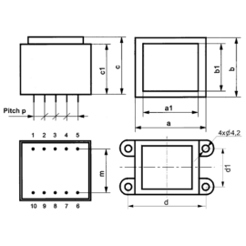 Trafo EI 20VA 230V/24V 0,83A EI 54/18,8 izolirani