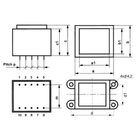 Trafo EI 12VA 230V/2x6V 2x1A EI 48/16,8 izolirani