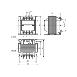 Trafo EI 4VA 230V/12V 0,34A EI42/14 neizolirani