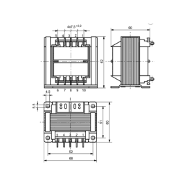 Trafo EI 40VA 230V/12V 3,3A EI66/33 neizo.