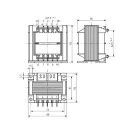 Trafo EI 50VA 230V/115V 0,42A EI54/18 neizolirani