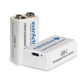 Baterija litij-ion 6F22 9V 550mAh USB-C everActive