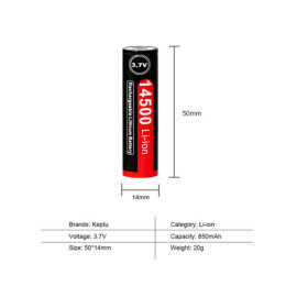 Baterija litij-ion 14500 AA 3,7V 850mAh KEPTU
