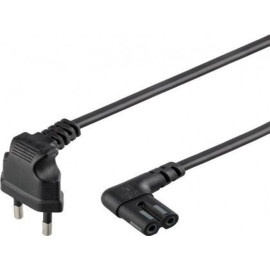 Kabel EURO / utikač C7 2x0,75 2,5A 1,5m kutni crni