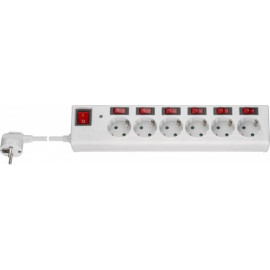 Produžni kabel 6xŠUO+7 prek. PNZ 1,5m bijeli 1,5mm