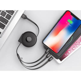 Kabel USB 2.0 A muški / Micro-B+USB-C+iPhone 1m 