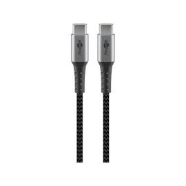 Kabel USB-C muški / USB-C muški; 1m; pleteni; sivi