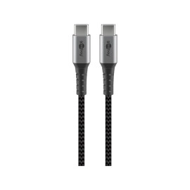 Kabel USB-C muški / USB-C muški; 1m; pleteni; sivi