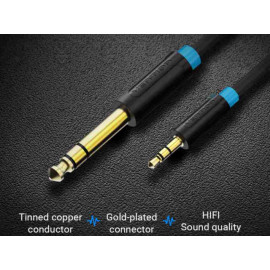 Kabel 6,35 stereo muški / 3,5 stereo muški; 2m