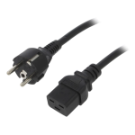 Kabel ŠUKO / utičnica IEC C19 3x1mm 3m crni
