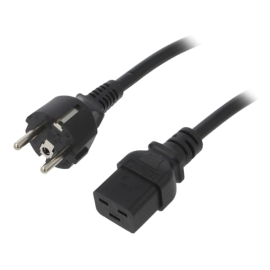 Kabel ŠUKO / utičnica IEC C19 3x1mm 3m crni