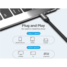 Kabel USB-C na HDMI19 muški + USB napajanje 1,5m 