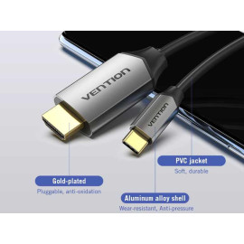 Kabel USB-C na HDMI 2.0 muški 2m 4K crni