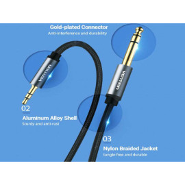 Kabel 6,35 ST muški / 3,5 ST muški; pleteni; 10m