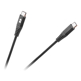 Kabel USB-C muški / USB-C muški; 1m; pleteni; crni