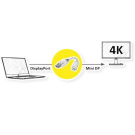 Kabel DisplayPort M na DisplayPort mini Ž 0,15m