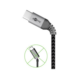 Kabel USB 2.0 A muški / USB-C 2m; 3A pleteni; sivi