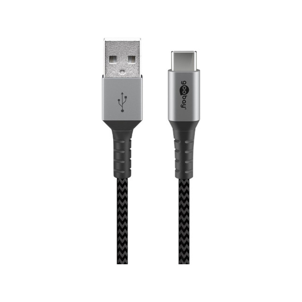 Kabel USB 2.0 A muški / USB-C 2m; 3A pleteni; sivi Kabel USB 2.0 A muški / USB-C 2m; 3A pleteni; sivi