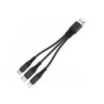 Kabel USB 2.0 A muški / Micro-B+USB-C+iPhone 0,25m