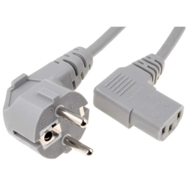 Kabel ŠUKO kutni / IEC C13 kutni 3x1mm2; 1m sivi