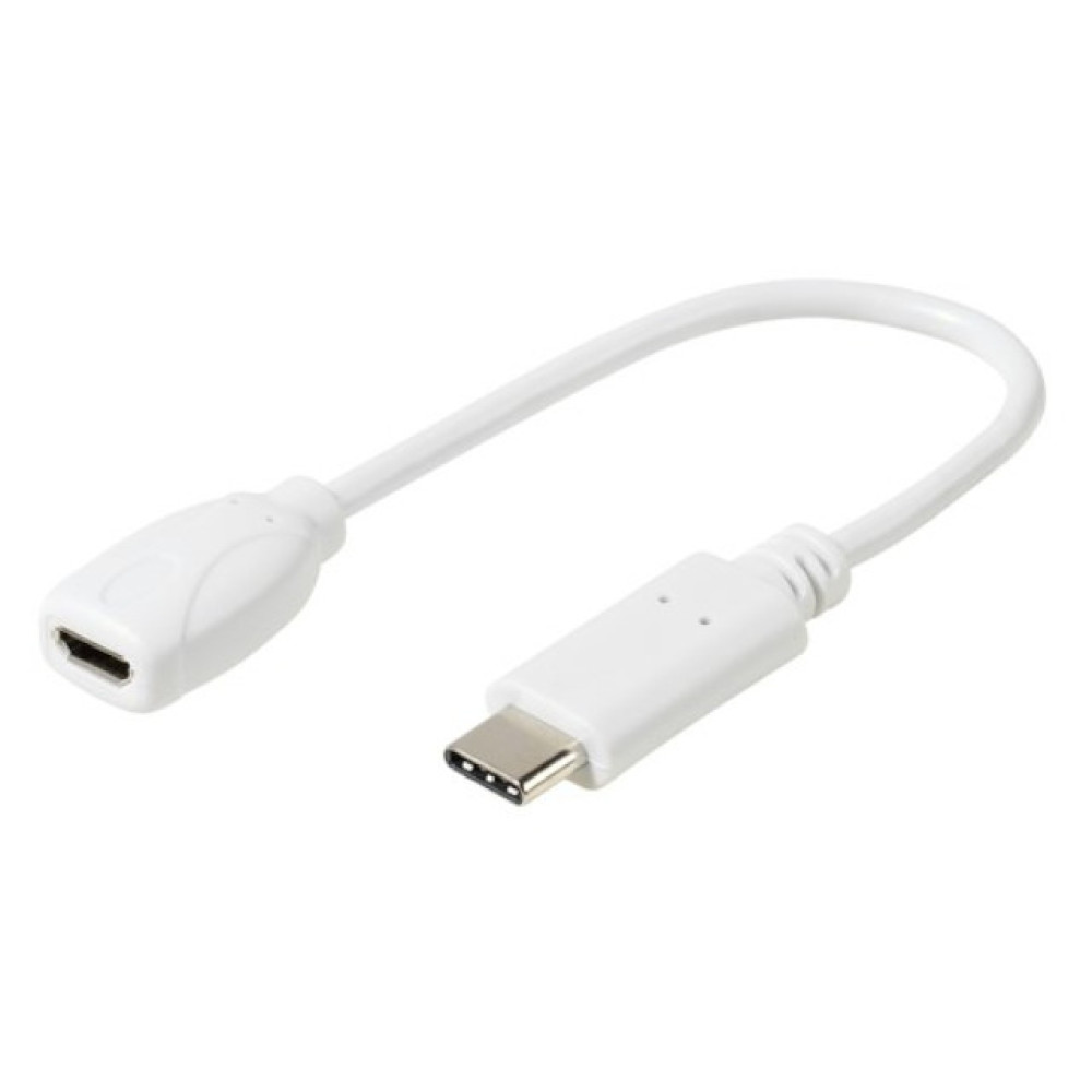 Kabel USB-C muški / Micro-B ženski; 0,1m; bijeli Kabel USB-C muški / Micro-B ženski; 0,1m; bijeli