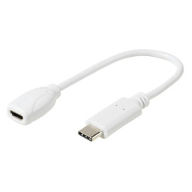 Kabel USB-C muški / Micro-B ženski; 0,1m; bijeli