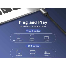 Kabel USB-C na HDMI 2.0 muški 1m 4K crni