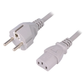 Kabel ŠUKO ravni / IEC C13 ravni 3x1mm2; 1,5m sivi