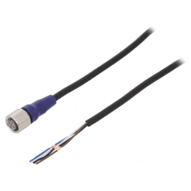 Kabel M12 4p 30VDC 0,8A PVC IP67 ženski crni 5m