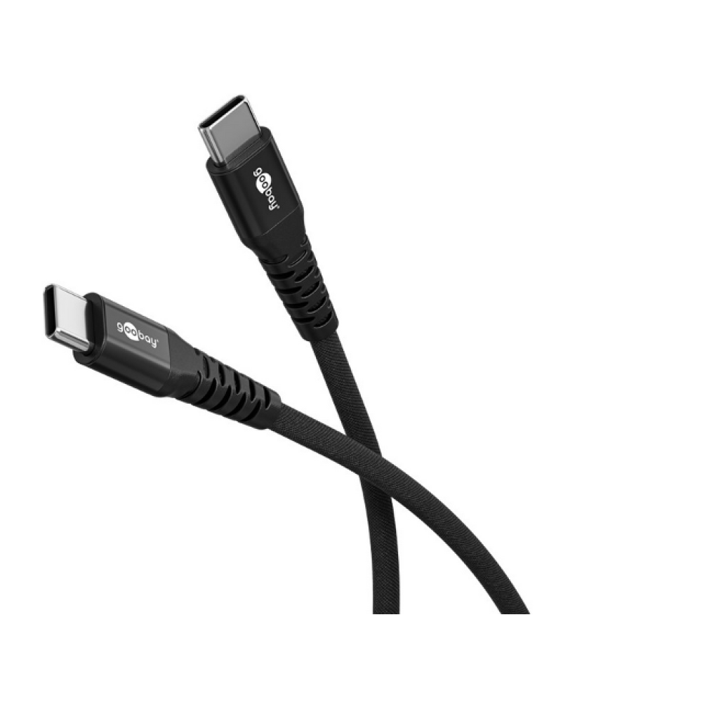 Kabel USB-C muški / USB-C muški; 3m pleteni crni