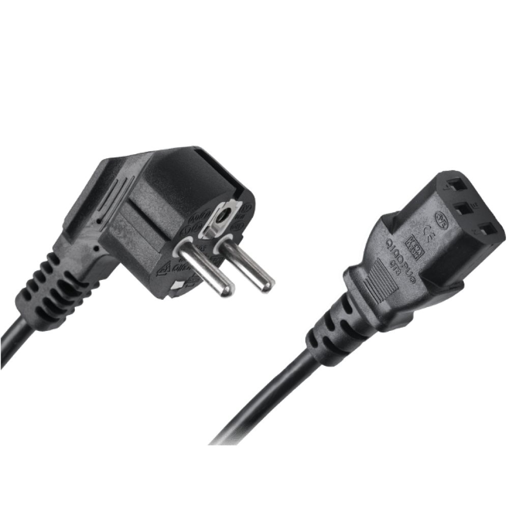 Kabel ŠUKO kutni / IEC C13 ravni 3x0,75mm2 1,5m