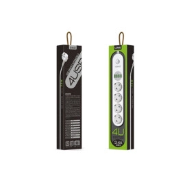 Produžni kabel 4xŠUKO 2m + 4xUSB 5VDC 3,4A 17W