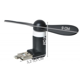 Ventilator prijenosni USB/microUSB 5V crni kutni