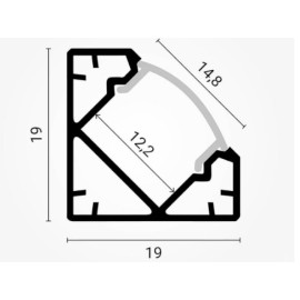 Aluminijski profil nadgradni kutni 19x19mm; 2m; OP