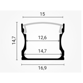 Aluminijski profil nadgradni 16.9x14.7mm; sivi 2m 