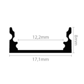 Aluminijski profil nadgradni mlj. 17,1x7mm; 2m