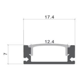 Aluminijski profil nadgradni 17.4x7mm; crni; 2m 