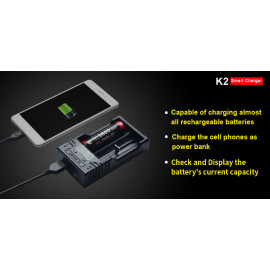Punjač Litij-ion Ni-MH baterija K2 Klarus; USB