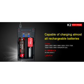 Punjač Litij-ion Ni-MH baterija K2 Klarus; USB