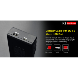 Punjač Litij-ion Ni-MH baterija K2 Klarus; USB