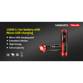 Baterija litij-ion 14500 AA 3,7V 750mAh Klarus USB